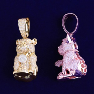 Elegant Style VVS Moissanite Iced Out Pendant <b>Charm</b> Necklace With Gold Plated 925 Silver Bling <b>Dog</b> Design Jewelry At Low Price - Product Image 2