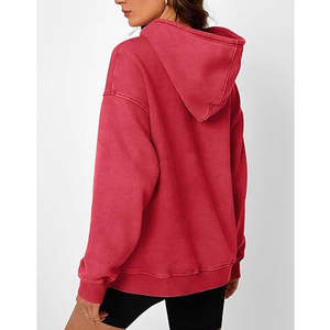 Sudadera con Capucha Casual Vintage para Mujer, Lavado Ácido, Bordada, con Logotipo Frontal, para Otoño e Invierno, OEM, Ecológica - Product Image 6