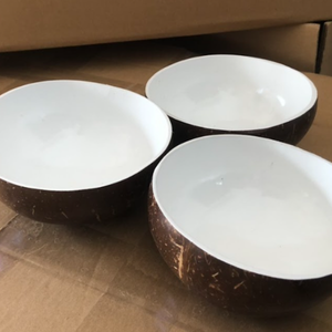 Bol alimentaire en coque de noix de coco naturelle, vaisselle rustique faite à la main et plat de service - Product Image 3