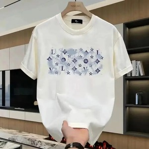 Nouveau T-shirt décontracté écologique d'été pour homme, marque de luxe, manches courtes, col roulé, imprimé à pois sur le devant, polyester/coton - Product Image 1