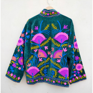 Chaqueta Algodón Terciopelo Suzani Bordado Lote Cosido A Mano Tela Chaqueta Corta Unisex Invierno Mujer Ropa de Fiesta Abrigo - Product Image 2