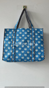 Bolso grande de algodón acolchado con cierre abierto para compras de comestibles, regalo de viaje para ella - Product Image 5