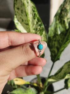 แหวนเทอร์คอยส์ S925เงินสเตอร์ลิงกลม5มม. แหวนสัญญาโบโฮเครื่องประดับทำมือสไตล์มินิมอลสำหรับผู้หญิงของขวัญขายส่ง - Product Image 3