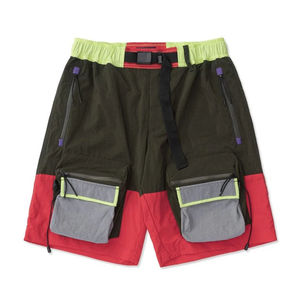 Pantalones Cortos de Nailon Personalizados OEM con Rayas, Pantalones Cortos de Playa de Nailon con Memoria para Verano, Pantalones Cortos de Nailon con Múltiples Bolsillos y Franja Lateral para Hombre - Product Image 1