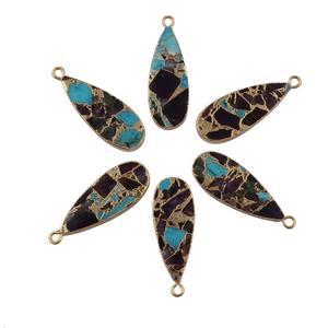 Connecteurs en turquoise bleu cuivré pour la fabrication DIY, turquoise Mohave plaqué or, pendentifs et breloques classiques pour bijoux fins - Product Image 2