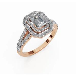 Majestic Royal <b>Sovereign</b> Emerald Halo Lab Grown Diamond <b>Ring</b> 1.351 Ct 9 KT 14 KT 18 KT Gold Fine Jewelry Wholesale OEM Export - Product Image 5