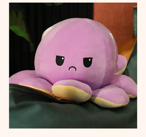 Aika <span class=keywords><strong>Peluche</strong></span> <span class=keywords><strong>Pieuvre</strong></span> Personnalisée Réversible Joyeuse et Triste, Animaux Marins en <span class=keywords><strong>Peluche</strong></span>, Breloque de Sac - Product Image 2