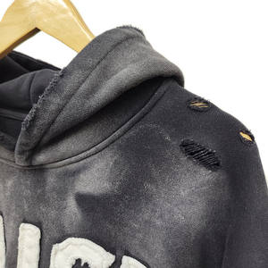 Sweat à capuche lavé à l'acide avec broderie en détresse | Vente en gros de sweats à capuche surdimensionnés Streetwear vintage | Logo personnalisé OEM Sweatshirt Fournisseur - Product Image 2