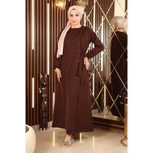 Manteaux et Trench-coats Modestes à Boutons et Liens Latéraux, Design Abaya Élégant - Product Image 4