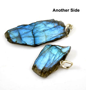 Colgante de Labradorita Azul Natural, Cortes Octagonal/Marquesa/Triangular, 42 mm x 35 Cts, Efecto Fuego, Pulido, Plateado, con un Solo Argolla - Product Image 4