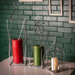 <b>Set</b> of 3 Geometric Metal <b>Lanterns</b> Modern Design Elegant and Stylish Perfect for Home Decor or Outdoor Display - Product Image 3
