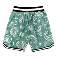 Pantalones Cortos Deportivos Transpirables de Cintura Media para Hombre, Tallas Grandes, con Estampado de Bandana, Tejido de Poliéster Sublimado, con Cordón Ajustable