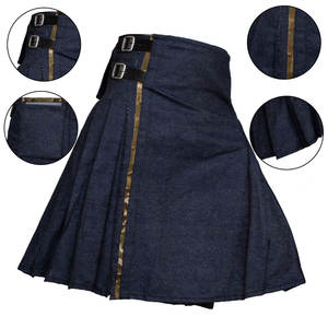 Kilt Utilitario de Mezclilla Azul Marino para Hombre, Estilo Escocés, con Dos Bolsillos Traseros y Raya de Camuflaje 2026 - Product Image 2