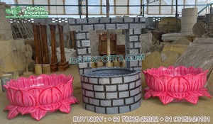 Decoración Moderna de Fibra de Vidrio con Forma de Flor de Loto para Ceremonia Haldi de Boda, Accesorios Decorativos Duraderos para Eventos - Product Image 4