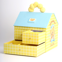 Boîte cadeau en papier rigide de luxe, personnalisée, écologique, en forme de maison, avec lamination mate et poignée décorative pour les marques de style de vie