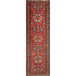 Nuray Jaipur Rugs US <b>Red</b> & Orange Hand Knotted Wool Rugs Paem-1191 Geometric Pattern for Home Use - Product Image 1