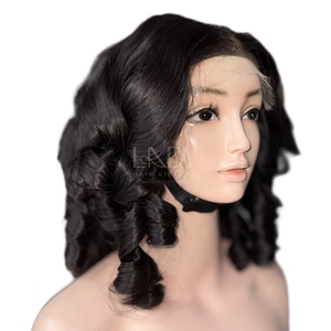 Perruque noire rebondissante de haute qualité en cheveux naturels bruts, avec fermeture frontale, 100 % cheveux humains vietnamiens - Product Image 1