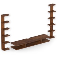 Estoye Grande unité de divertissement TV murale en bois avec étagères pour livres et décoration, idéale pour TV 50 pouces