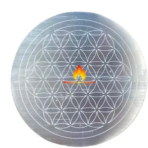 Piastra di Selenite naturale all'ingrosso cristalli di gemme personalizzati piastra di ricarica di guarigione pietre di Chakra piastra di meditazione Yoga stile Logo Reiki