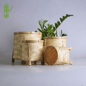 Mini pots de fleurs en bambou faits à la main-Jardinières décoratives polyvalentes - Product Image 2