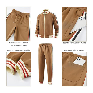 Conjunto deportivo completo para hombre, chaqueta con cremallera de poliéster y pantalones, ropa deportiva informal para entrenamiento atlético - Product Image 4