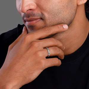 Bague classique en argent pour hommes élégants Bague à la mode Design élégant Chaîne Bijoux Bague pour lui Fête Mariage ou Usage quotidien - Product Image 3