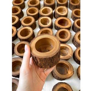 Portavelas Decorativos de Madera Hechos a Mano, Premium, Artesanía de Gracia Divina, Color Marrón Natural, Bajo Costo para Bodas, Navidad y Hogar - Product Image 2