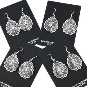 ต่างหูแบบเกี่ยวทำด้วยมือสไตล์ฝรั่งเศส Navajo Concho เงินสเตอร์ลิงเครื่องประดับแบบตะวันตกเฉียงใต้ - Product Image 3