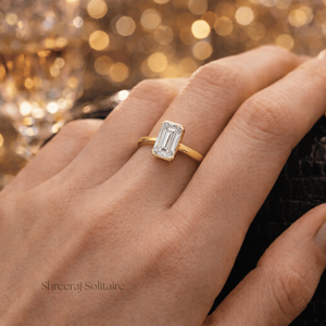 Anillo de Compromiso y Matrimonio de Oro de 14K con Diamante de Laboratorio de 2 Quilates, Corte Esmeralda, Claridad VVS2, Color E, Certificado IGI, para Mujer - Product Image 6