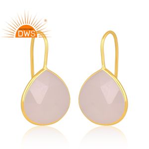 Pendientes colgantes de piedras preciosas de calcedonia blanca Natural de plata de ley más vendidos, joyería personalizada para mujer, regalo para ella - Product Image 2
