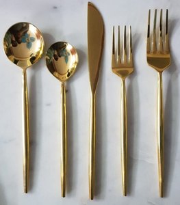 Juego de Cubiertos de latón pulido dorado vintage cubiertos de metal ecológicos hechos a mano con decoración elegante - Product Image 2