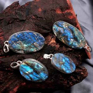 จี้ห้อยคอหินโมราโมราอัญมณีธรรมชาติทำด้วยมือชุบเงินเยอรมันพร้อมจี้เสน่ห์อัญมณีหลวม - Product Image 2