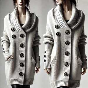 Suéter de Mujer con Estampado de Dibujos Animados, Viscosa/Algodón, Antiarrugas, Secado Rápido, Manga Regular, Informal, para Oficina - Product Image 1