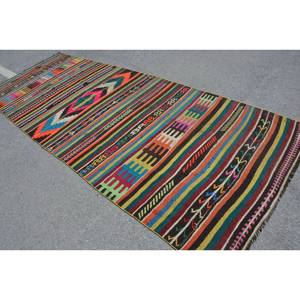 Tapis turc vintage de grande surface traditionnel marron 4.5x12.4 pieds motif patchwork laine sur support en latex pour couloir de chambre d'adolescent - Product Image 4