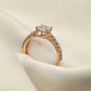 Anillo de oro rosa con diamantes VVS, anillo de diamantes de Plata de Ley 925, anillos de compromiso de boda con diamantes de moissanita de lujo ligeros para mujer - Product Image 5