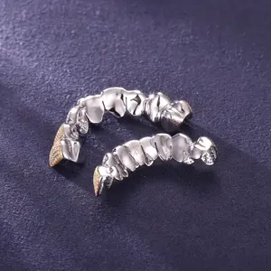 Grillz personnalisés sertis de diamants, or massif 14 carats, 0,75 carat de diamant - Product Image 1
