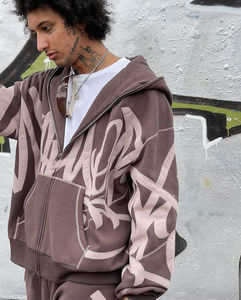 Sudadera con capucha y cremallera para hombre, Jersey de estilo callejero con diseño sin costuras para Yoga, Fitness, conjunto de ropa deportiva fabricada - Product Image 3