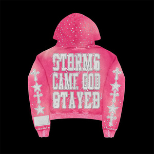 Winter Streetwear Solid Customized Lightweight Cotton <b>Tracksuit</b> Sets Distressed Embroidery Washed Finish Two-Piece Sweatpants - Product Image 4