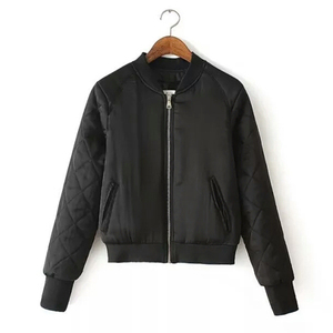 Chaquetas de bombardero de satén para mujer al por mayor, ropa de abrigo de moda brillante ligera para ropa de calle, chaqueta de bombardero informal y de moda - Product Image 2