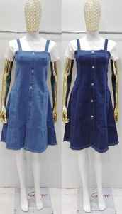 Elegant High Quality Women's Solid Denim Dungaree Dress with <b>tshirt</b> Dress for Women India manufacturer wholesaler low MOQ - Product Image 2