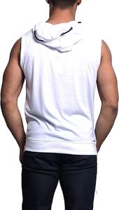 wholesale custom design <b>sleeveless</b> workout gym <b>hoodie</b> for <b>men</b> - Product Image 4