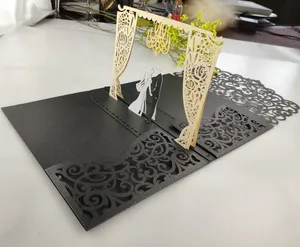 Inviti di Nozze <span class=keywords><strong>Pop</strong></span>-up in Avorio con Taglio Laser, Arco Nuziale e Tasca, Elegante Invito 3D <span class=keywords><strong>Pop</strong></span>-up per Matrimonio - Product Image 3
