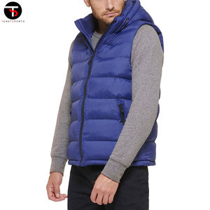 Men's <b>Casual</b> Winter Sleeveless Blue Puffer Vest High Quality Fabric with Zipper New Design Custom Logo <b>Waistcoat</b> - Product Image 4