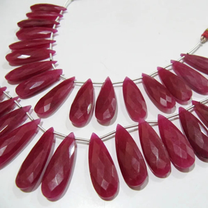 <span class=keywords><strong>Ruby</strong></span> Chất Lượng Cao Dài Lê Hình Trái Tim Briolette Mặt Hạt Kích Thước 10x30Mm Bán Mỗi Sợi 8 Inch Dài - Product Image 1