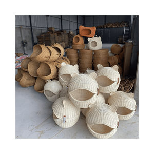 Rattan pet <b>bed</b> handwoven design, material: natural rattan with cotton pad; use: indoor lounging; origin: Vietnam, OEM - Product Image 3