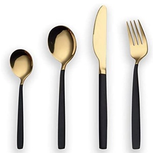 Dernier modèle Ensemble de couverts en métal doré et acier inoxydable Ensemble de vaisselle de luxe pour hôtel, restaurant, maison Design moderne et élégant - Product Image 1