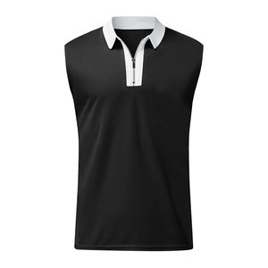 Vente directe usine – T-shirt polo sans manches pour femme, haute qualité, col zippé, motif uni, en maille tricotée – Meilleure vente - Product Image 5