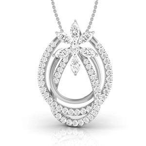 Elegante colgante de tapicería con diamante marquesa de 0.88 ct E-F VVS-VS, diamante cultivado en laboratorio en oro macizo de 14 quilates, para regalo de aniversario nupcial. - Product Image 2