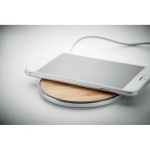 Chargeur sans fil en bambou DESPAD, batterie externe écologique pour appareils mobiles - Product Image 1