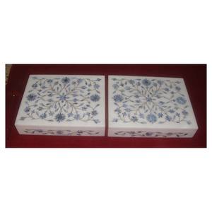 Cajas con incrustaciones de mármol blanco puro para decoración del hogar y joyeros con mármol fino brillante y brillante - Product Image 1